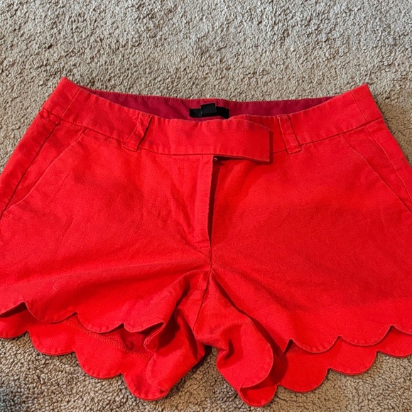 J. Crew Pants - J. Crew Red Scallop-Hem High-Waist Shorts